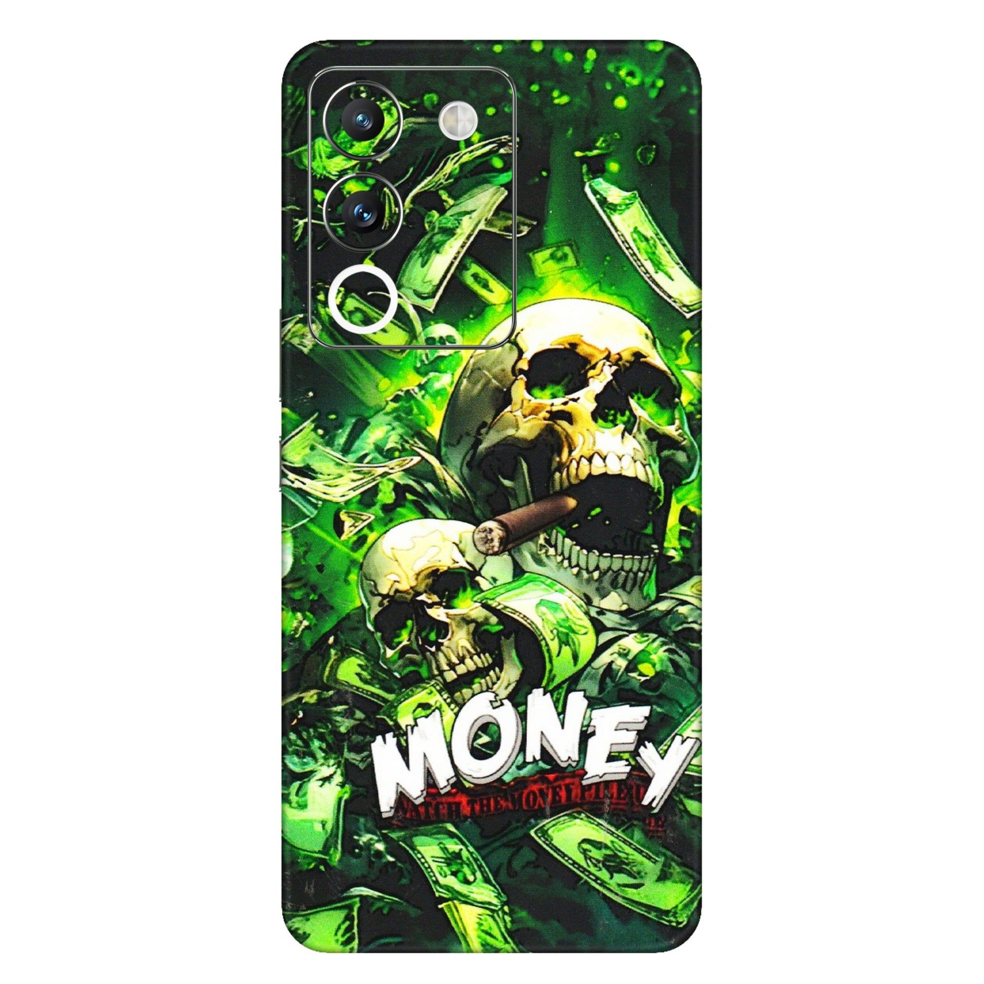 VIVO Y Series Phone Skins (All Models) - Skull Money - 3D Embossed Finish (L-303) Vivo Y200 (5G)
