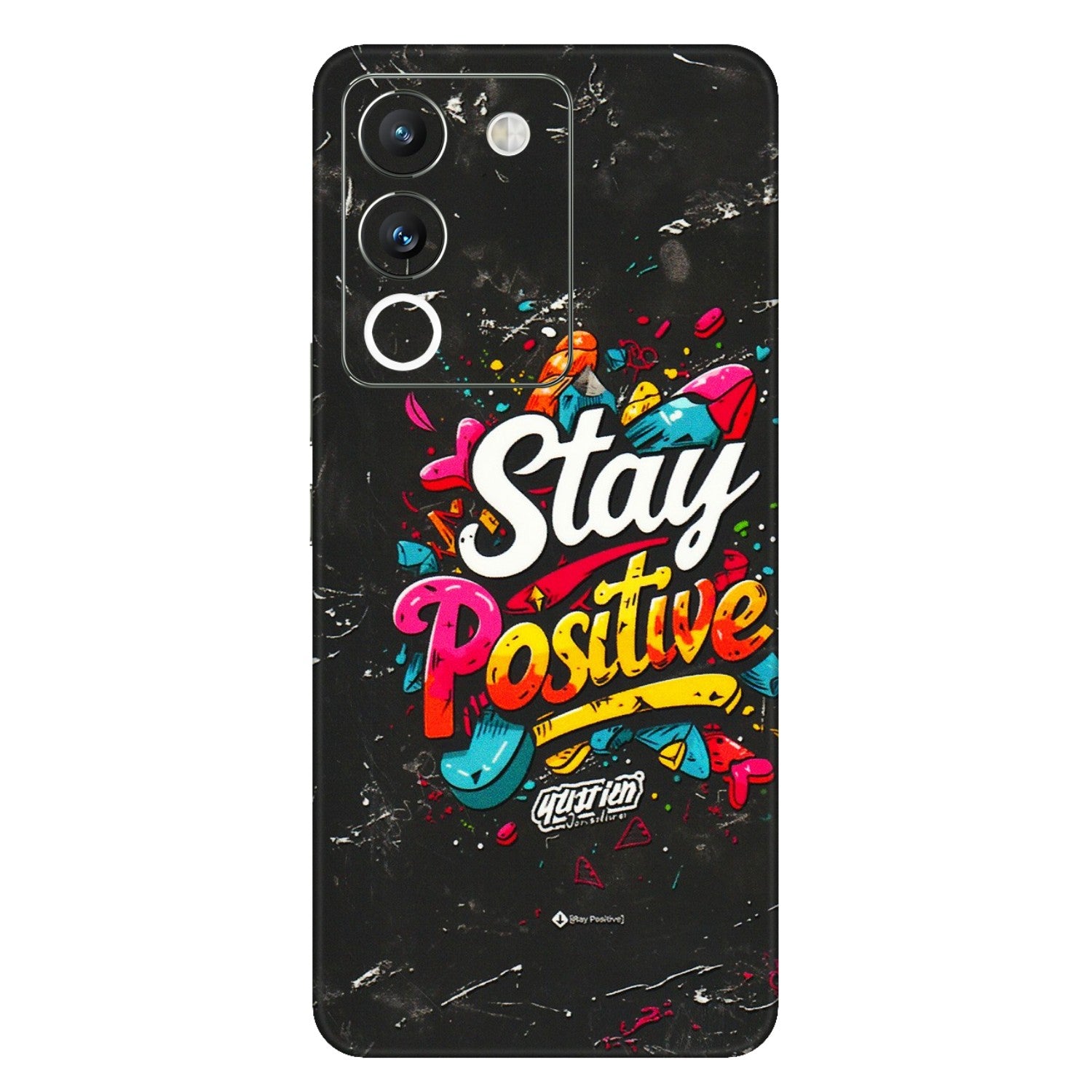 VIVO Y Series Phone Skins (All Models) - Stay Positive Black - 3D Embossed Finish (L-31) Vivo Y200 (5G)