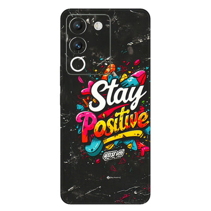 VIVO Y Series Phone Skins (All Models) - Stay Positive Black - 3D Embossed Finish (L-31) Vivo Y200 (5G)