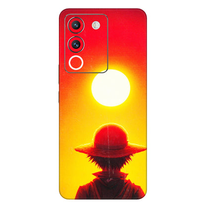 VIVO Y Series Phone Skins (All Models) - Cool Sunset With Monkey D.Luffy Anime - 3D Embossed Finish (L-329) Vivo Y200 (5G)