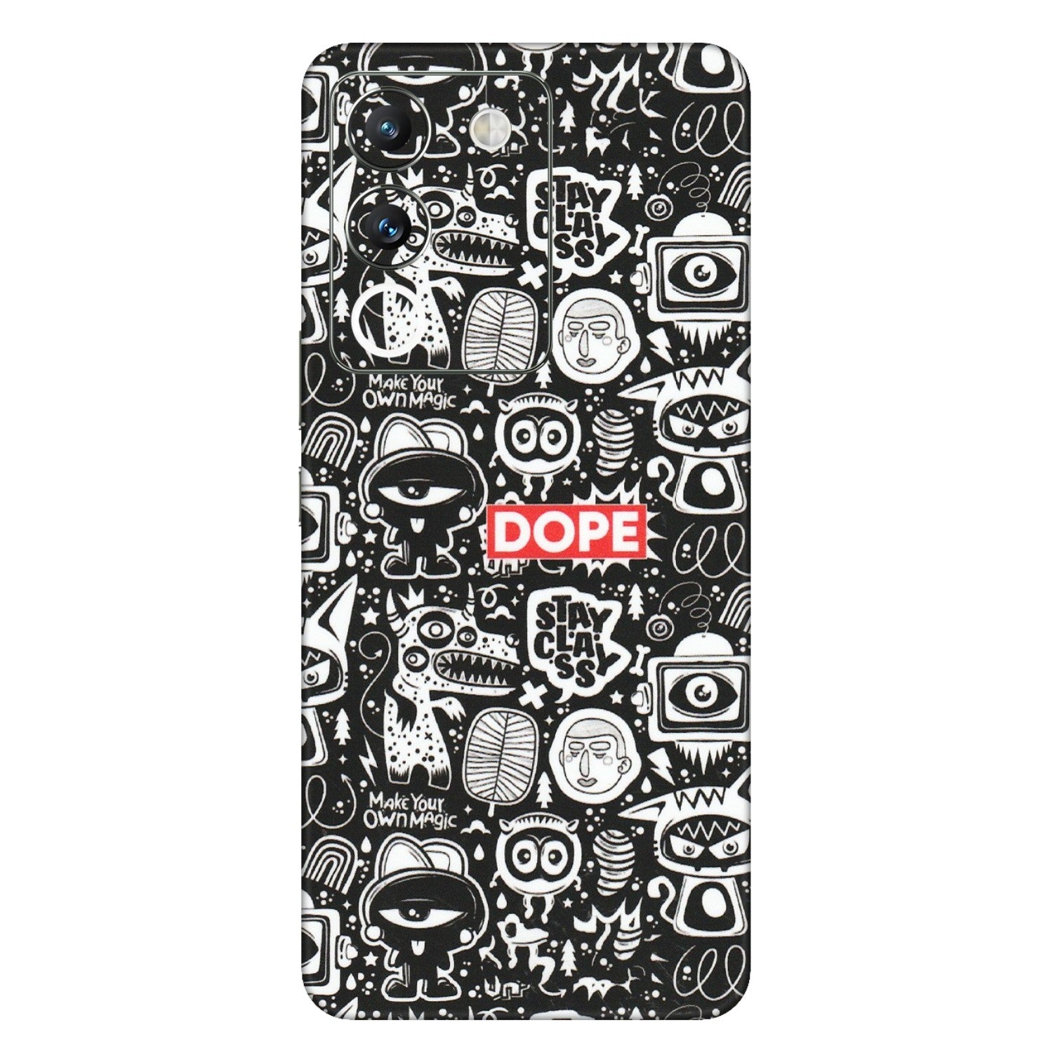 VIVO Y Series Phone Skins (All Models) - Dope Stay Classy Black Doodles - Matte Finish (M-126) Vivo Y200 (5G)