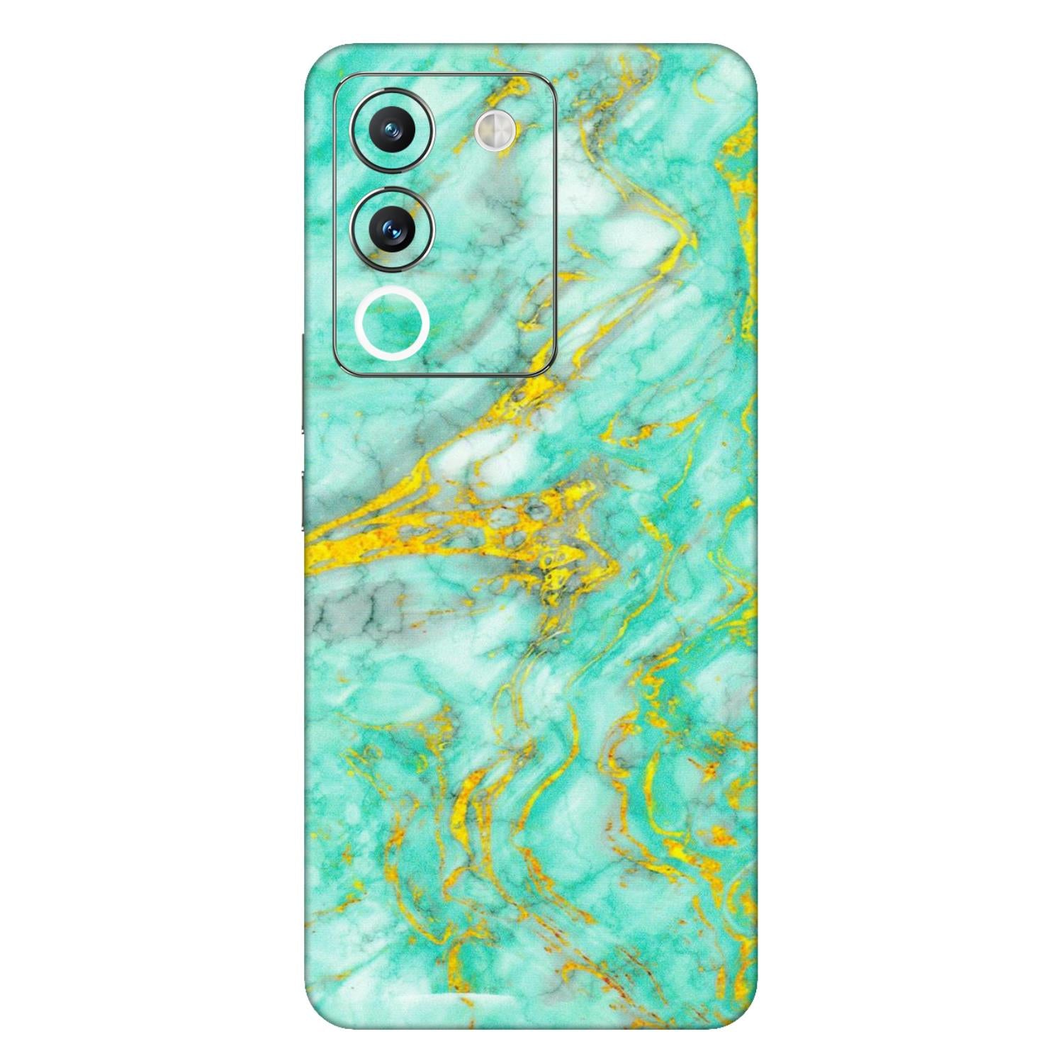 VIVO Y Series Phone Skins (All Models) - Green And Gold Marble Feel - Matte Finish (M-16) Vivo Y200 (5G)