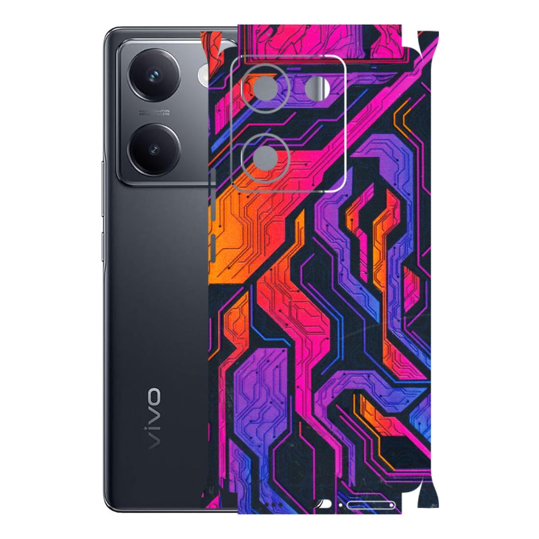 VIVO Y Series Phone Skins (All Models) - Tech Circuits Futuristic - 3D Embossed Finish (L-07) Vivo Y200 Pro