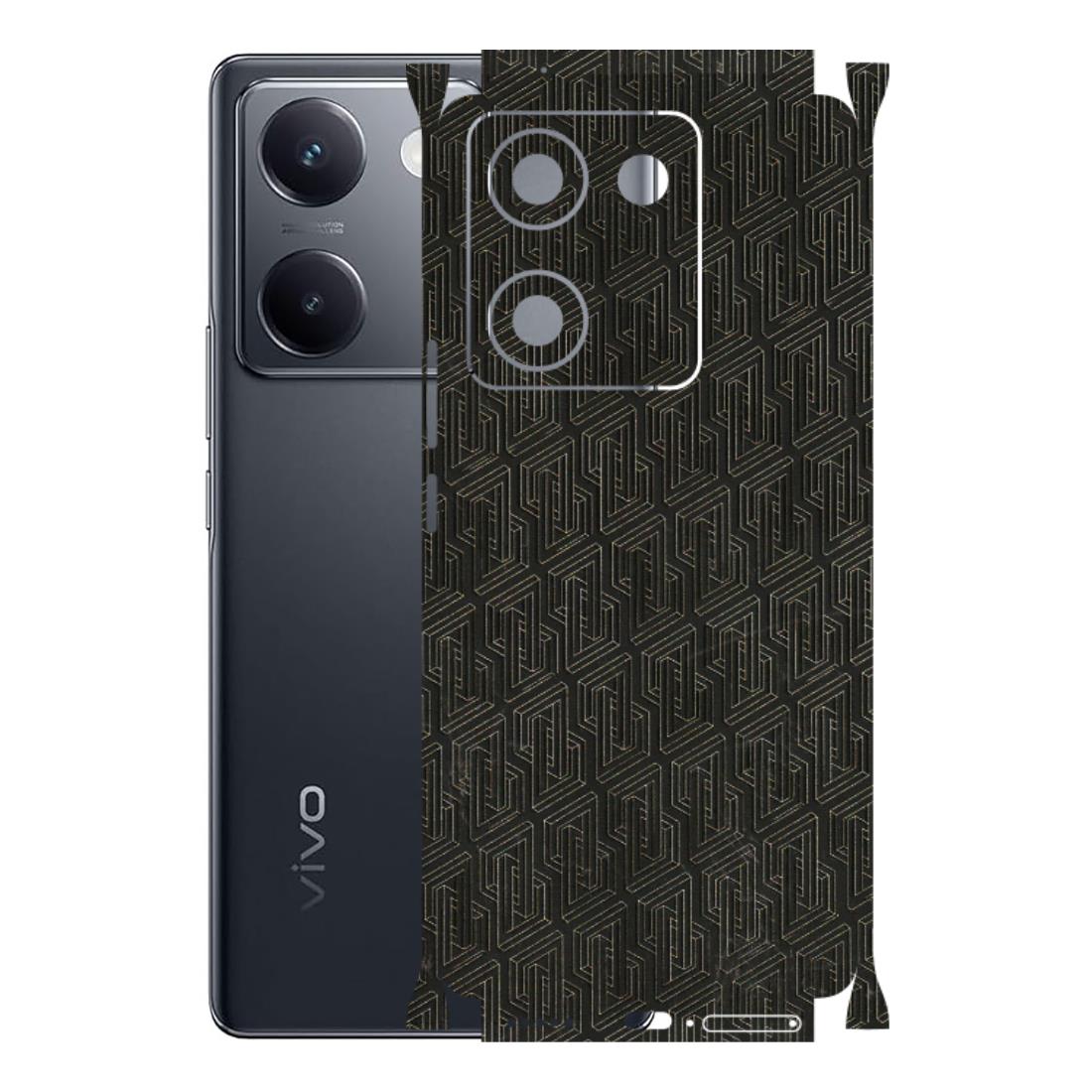 VIVO Y Series Phone Skins (All Models) - Black Abstract Pattern - 3D Embossed Finish (L-117) Vivo Y200 Pro