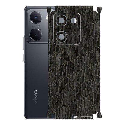 VIVO Y Series Phone Skins (All Models) - Black Abstract Pattern - 3D Embossed Finish (L-117) Vivo Y200 Pro