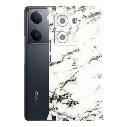 VIVO Y Series Phone Skins (All Models) - Black and White Marble Texture - 3D Embossed Finish (L-124) Vivo Y200 Pro