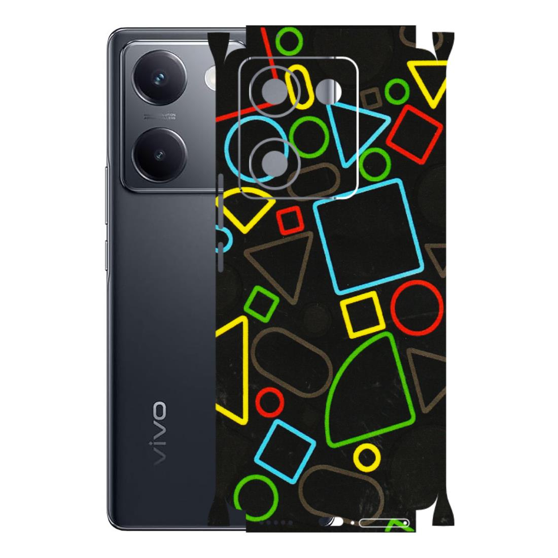 VIVO Y Series Phone Skins (All Models) - Black Shapes - 3D Embossed Finish (L-131) Vivo Y200 Pro