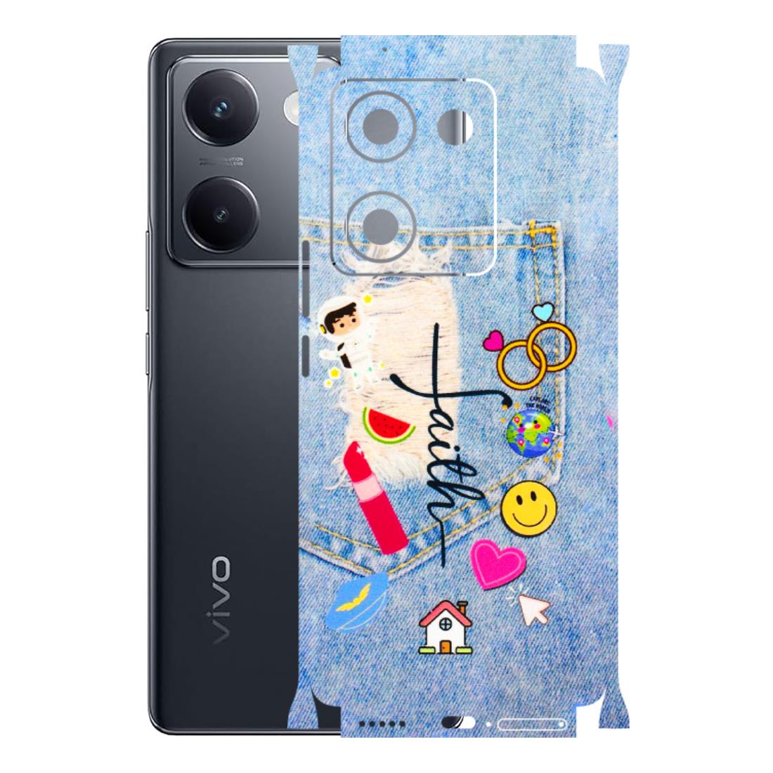 VIVO Y Series Phone Skins (All Models) - Denim Jeans Pocket - 3D Embossed Finish (L-134) Vivo Y200 Pro