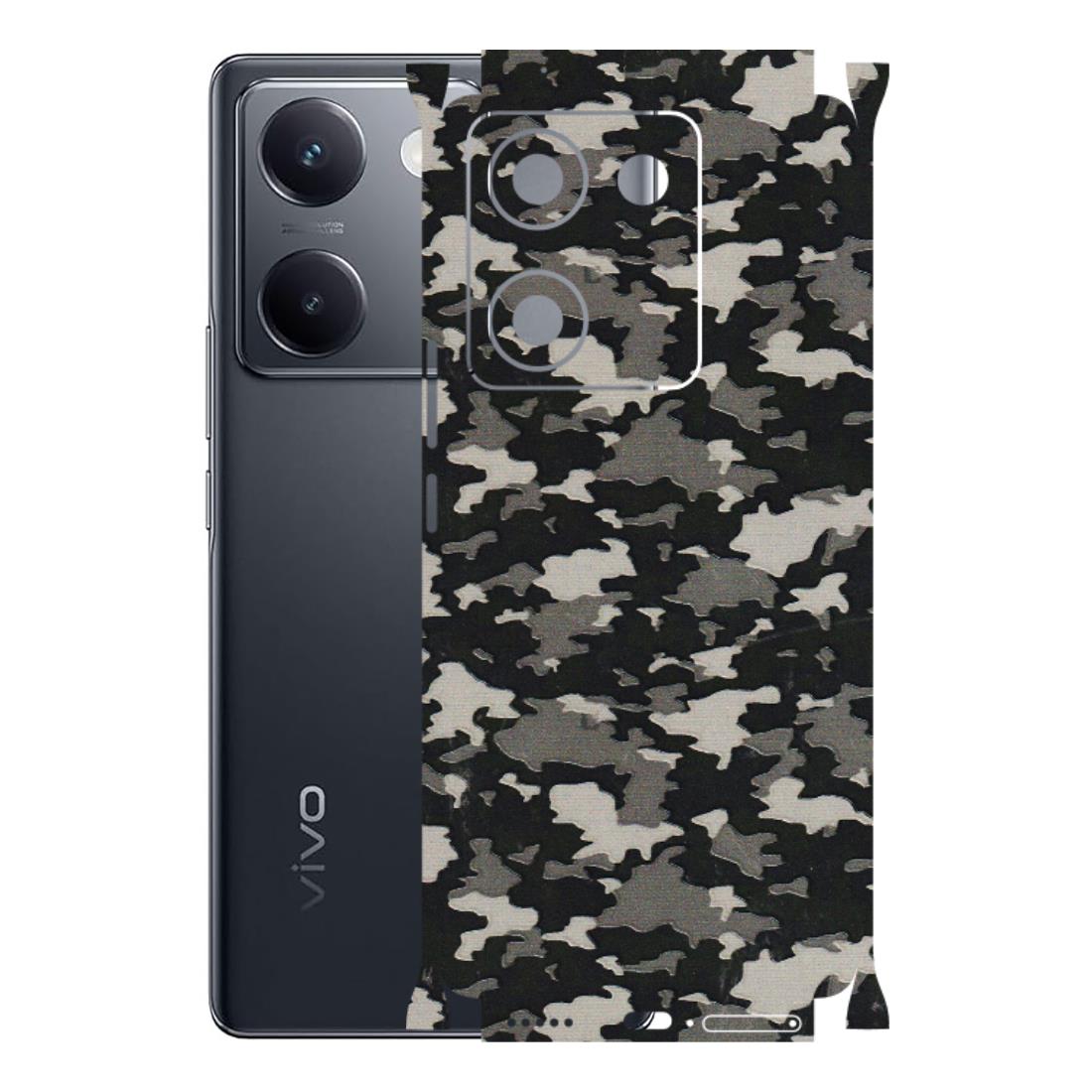 VIVO Y Series Phone Skins (All Models) - Black/Grey Camoflaunge - 3D Embossed Finish (L-142) Vivo Y200 Pro