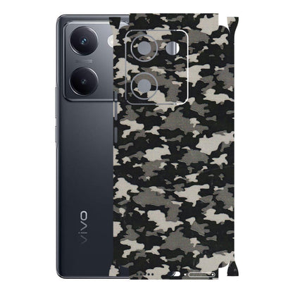VIVO Y Series Phone Skins (All Models) - Black/Grey Camoflaunge - 3D Embossed Finish (L-142) Vivo Y200 Pro