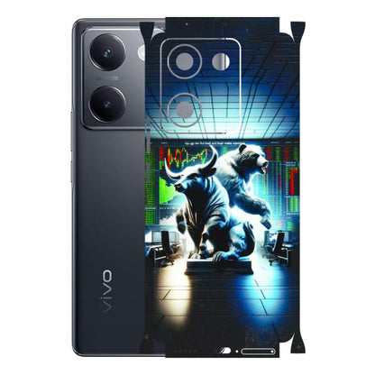 VIVO Y Series Phone Skins (All Models) - Stock Market Sensex Bear vs Bulls - 3D Embossed Finish (L-15) Vivo Y200 Pro