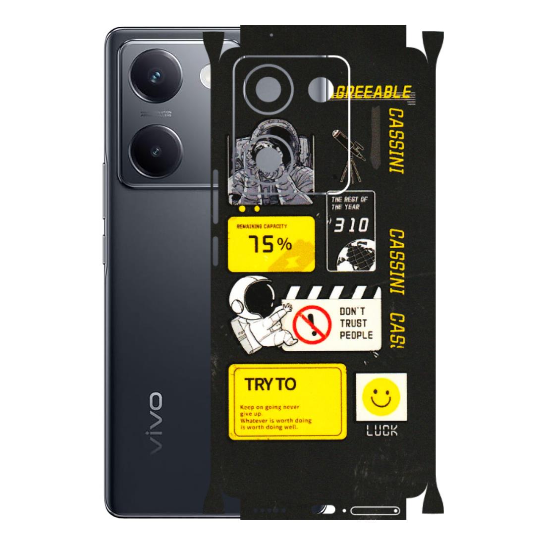 VIVO Y Series Phone Skins (All Models) - Black Cassini - 3D Embossed Finish (L-161) Vivo Y200 Pro