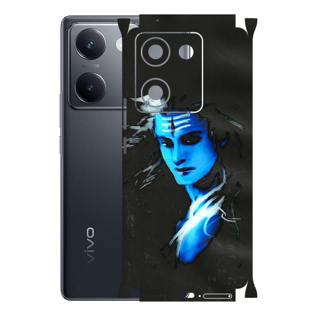VIVO Y Series Phone Skins (All Models) - Har Har Mahadev Blue/Black - 3D Embossed Finish (L-185) Vivo Y200 Pro
