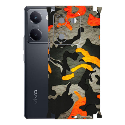 VIVO Y Series Phone Skins (All Models) - Orange Camouflage - 3D Embossed Finish (L-204) Vivo Y200 Pro
