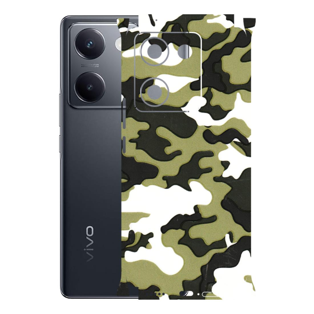 VIVO Y Series Phone Skins (All Models) - Camouflages White And Green - 3D Embossed Finish (L-243) Vivo Y200 Pro