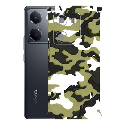 VIVO Y Series Phone Skins (All Models) - Camouflages White And Green - 3D Embossed Finish (L-243) Vivo Y200 Pro