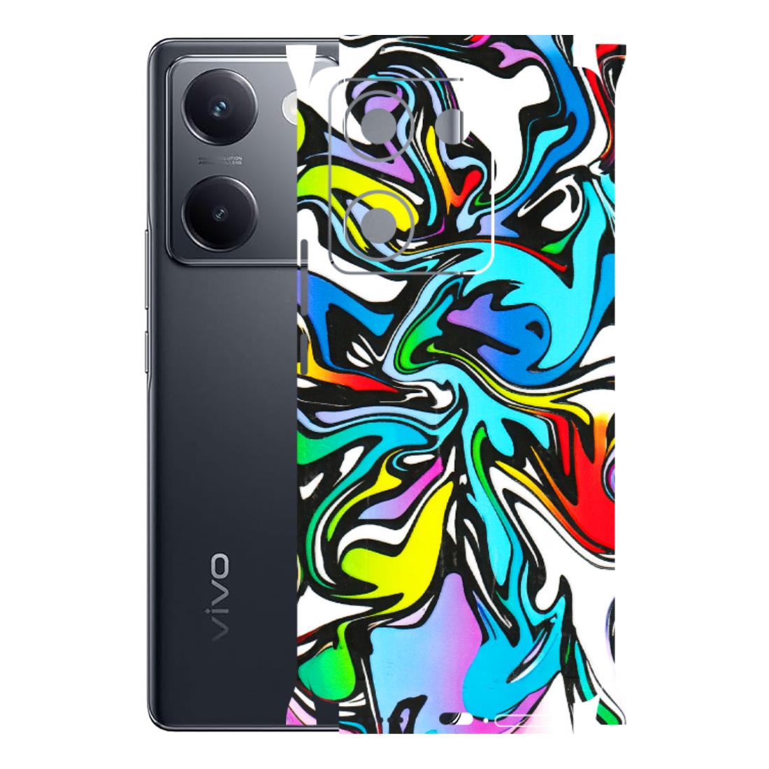 VIVO Y Series Phone Skins (All Models) - Abstract Colour Paints - 3D Embossed Finish (L-271) Vivo Y200 Pro
