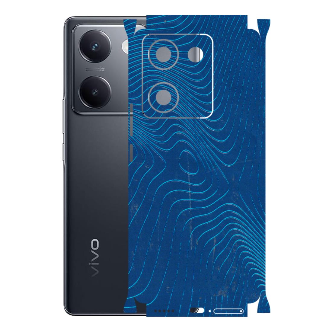 VIVO Y Series Phone Skins (All Models) - Abstract Blue Line Map - 3D Embossed Finish (L-272) Vivo Y200 Pro