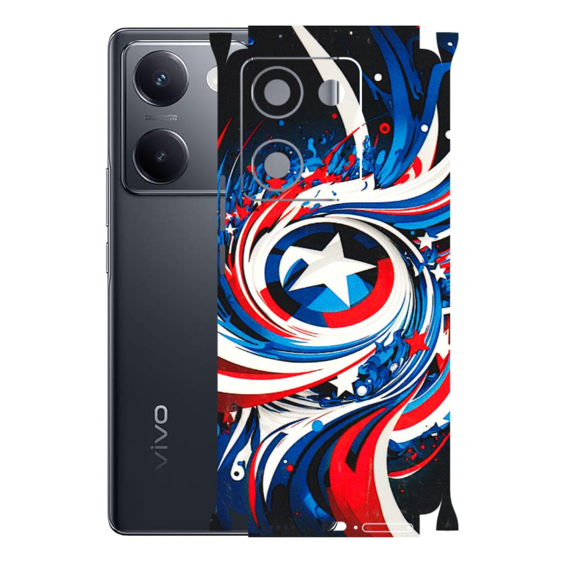 VIVO Y Series Phone Skins (All Models) - Captain America Logo - 3D Embossed Finish (L-307) Vivo Y200 Pro