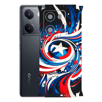 VIVO Y Series Phone Skins (All Models) - Captain America Logo - 3D Embossed Finish (L-307) Vivo Y200 Pro