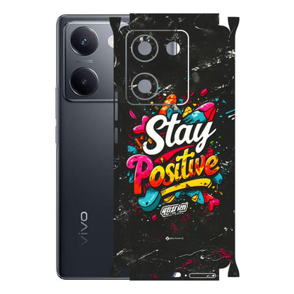 VIVO Y Series Phone Skins (All Models) - Stay Positive Black - 3D Embossed Finish (L-31) Vivo Y200 Pro