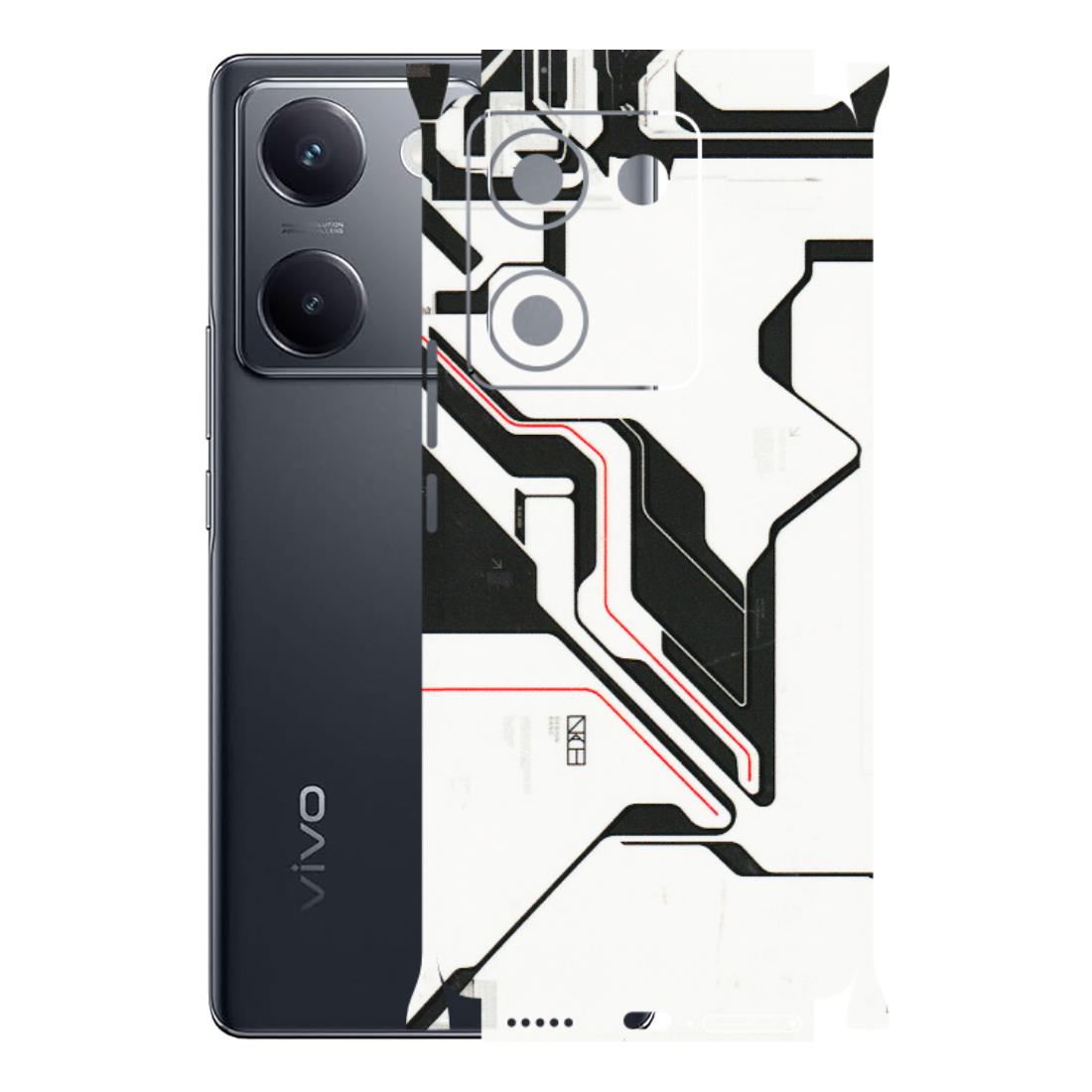 VIVO Y Series Phone Skins (All Models) - White Techy Logo - 3D Embossed Finish (L-312) Vivo Y200 Pro