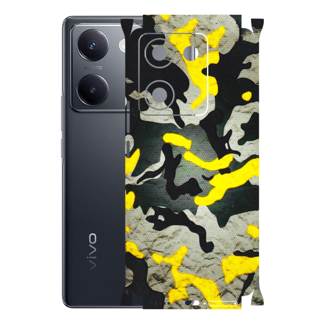 VIVO Y Series Phone Skins (All Models) - Yellow Camouflage - 3D Embossed Finish (L-61) Vivo Y200 Pro