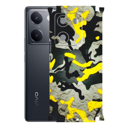 VIVO Y Series Phone Skins (All Models) - Yellow Camouflage - 3D Embossed Finish (L-61) Vivo Y200 Pro