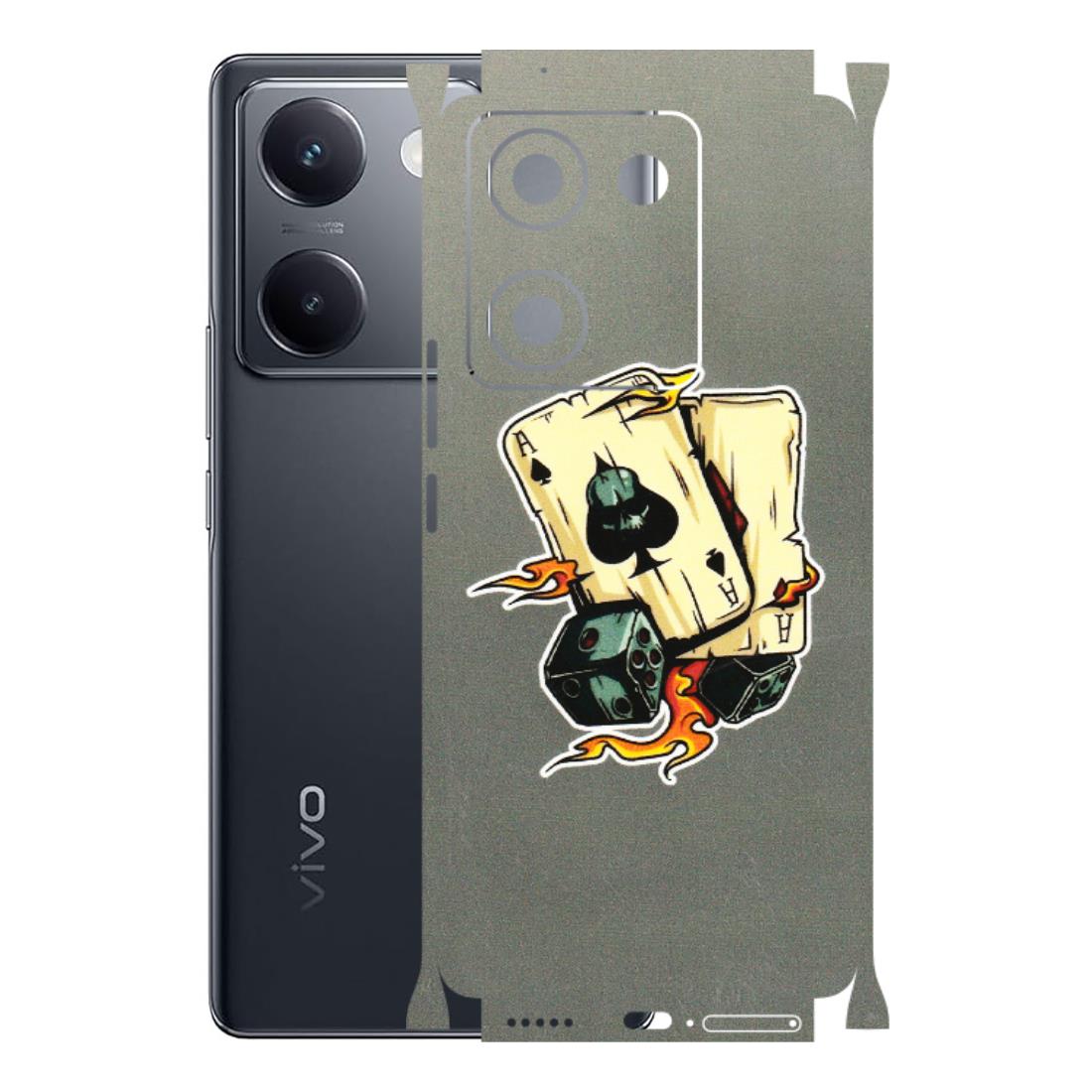 VIVO Y Series Phone Skins (All Models) - Grey Cards Of Ace - 3D Embossed Finish (L-77) Vivo Y200 Pro