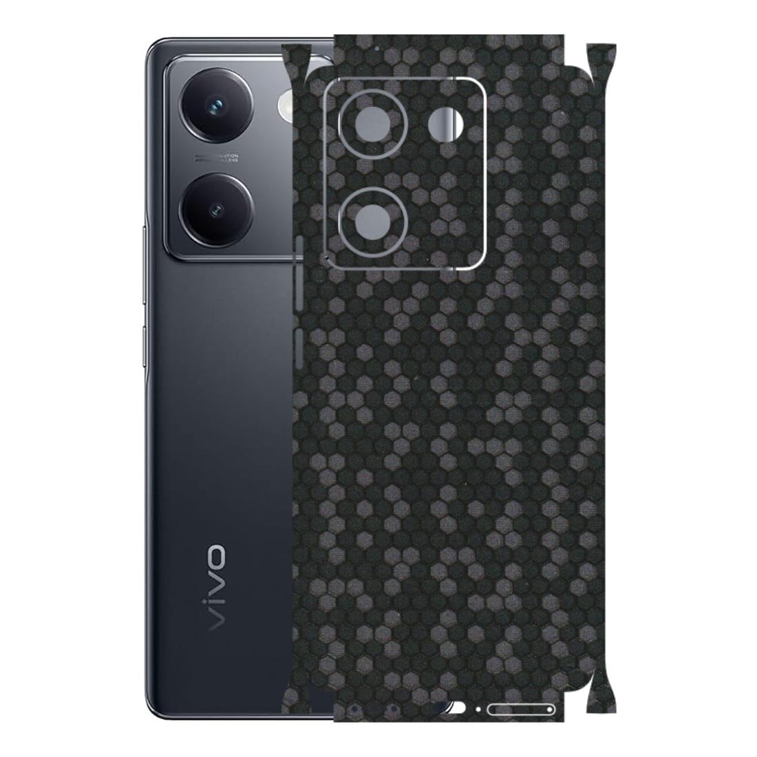 VIVO Y Series Phone Skins (All Models) - Black Grey Honeycomb Sober - 3D Embossed Finish (L-85) Vivo Y200 Pro