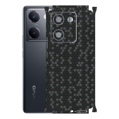 VIVO Y Series Phone Skins (All Models) - Black Grey Honeycomb Sober - 3D Embossed Finish (L-85) Vivo Y200 Pro