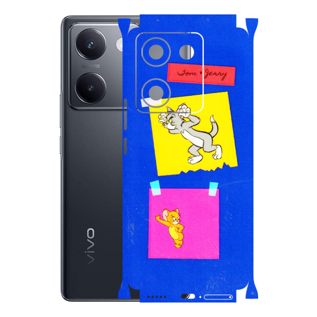 VIVO Y Series Phone Skins (All Models) - Tom N Jerry Sticky Notes - 3D Embossed Finish (L-88) Vivo Y200 Pro