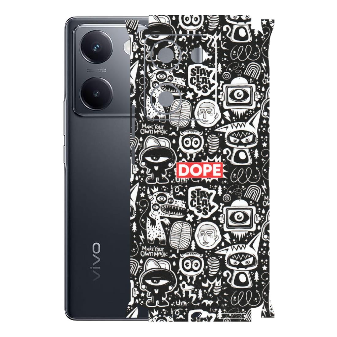 VIVO Y Series Phone Skins (All Models) - Dope Stay Classy Black Doodles - Matte Finish (M-126) Vivo Y200 Pro