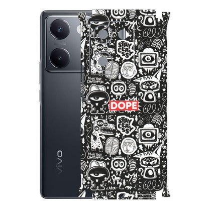 VIVO Y Series Phone Skins (All Models) - Dope Stay Classy Black Doodles - Matte Finish (M-126) Vivo Y200 Pro