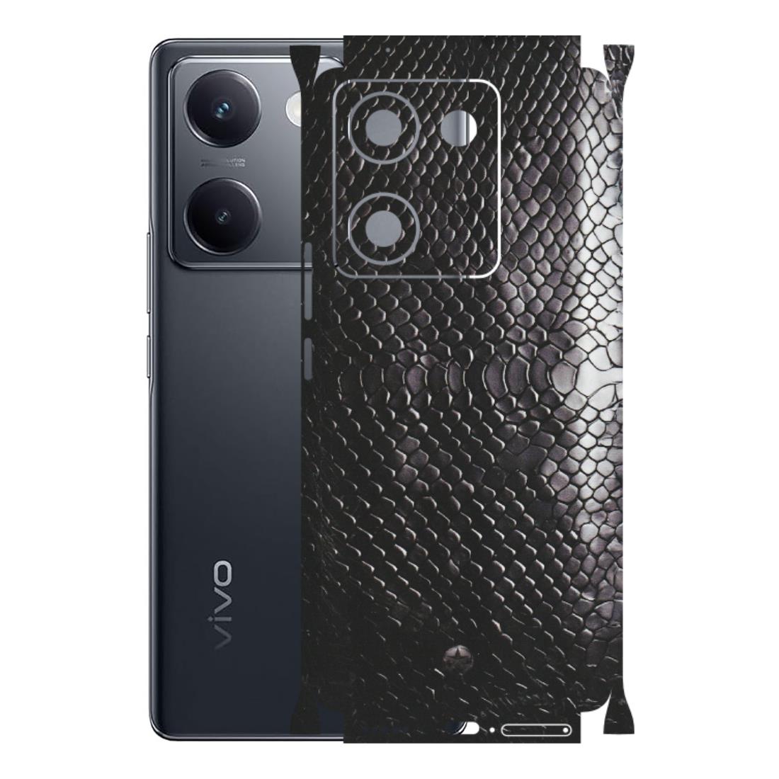 VIVO Y Series Phone Skins (All Models) - Black Snack Leather - Matte Finish (M-147) Vivo Y200 Pro
