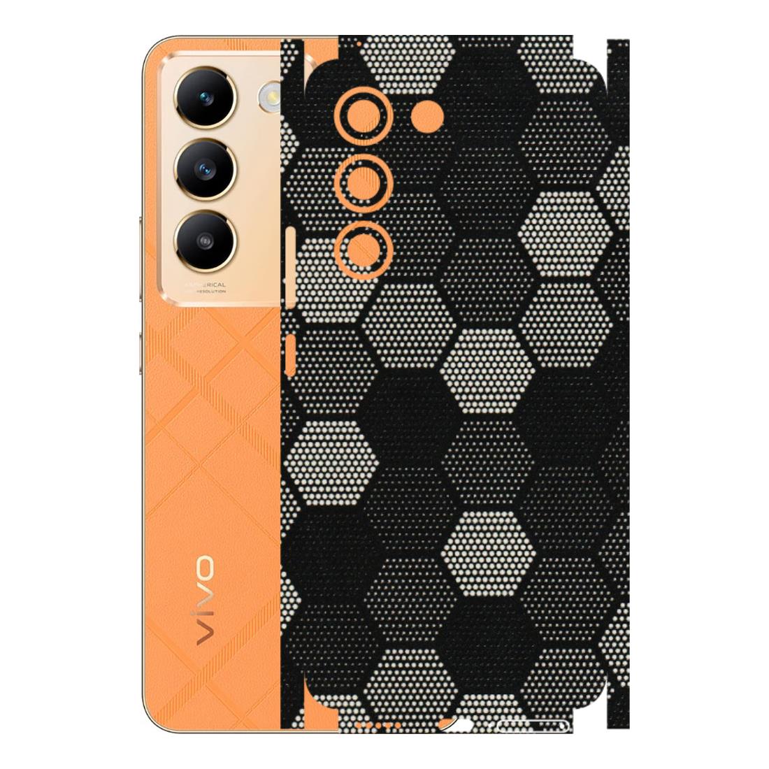 VIVO Y Series Phone Skins (All Models) - Black & White Dotted Honeycomb Texture - 3D Embossed Finish (L-202) Vivo Y200e (5G)