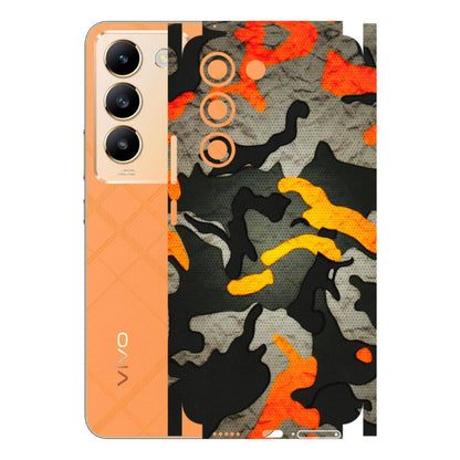 VIVO Y Series Phone Skins (All Models) - Orange Camouflage - 3D Embossed Finish (L-204) Vivo Y200e (5G)