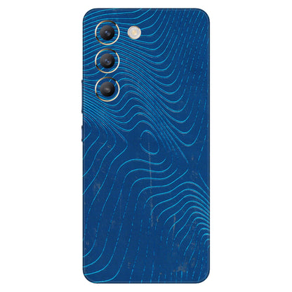 VIVO Y Series Phone Skins (All Models) - Abstract Blue Line Map - 3D Embossed Finish (L-272) Vivo Y200e (5G)