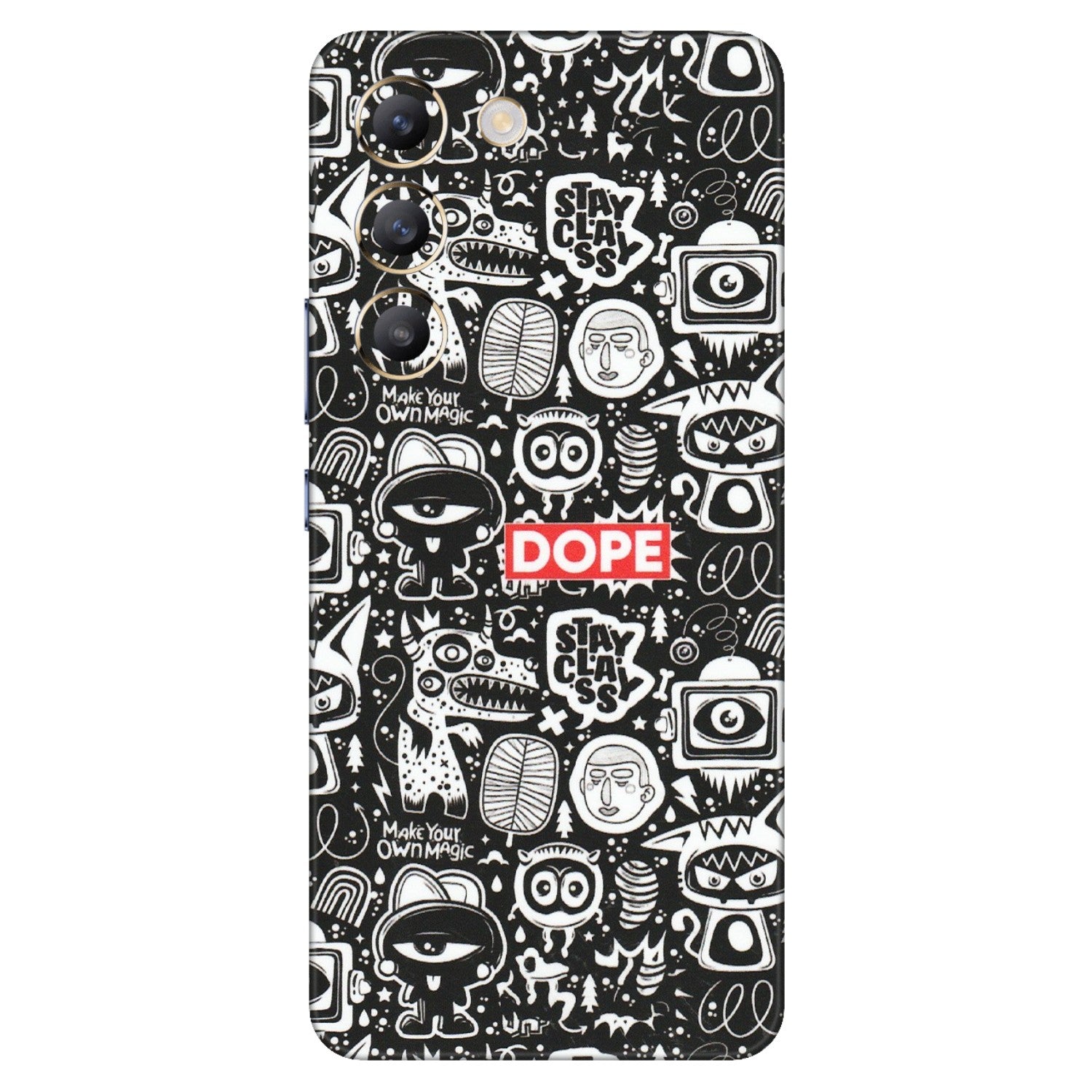 VIVO Y Series Phone Skins (All Models) - Dope Stay Classy Black Doodles - Matte Finish (M-126) Vivo Y200e (5G)