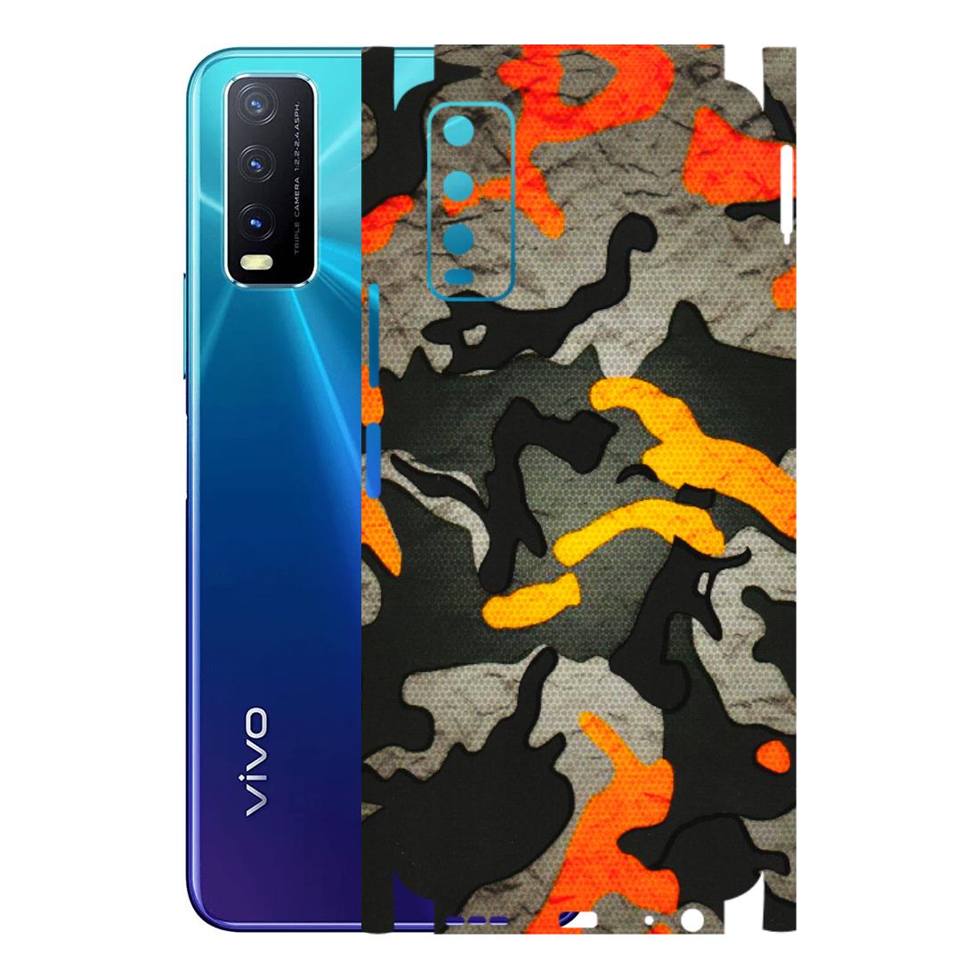 VIVO Y Series Phone Skins (All Models) - Orange Camouflage - 3D Embossed Finish (L-204) Vivo Y20A