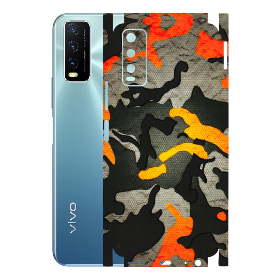 VIVO Y Series Phone Skins (All Models) - Orange Camouflage - 3D Embossed Finish (L-204) Vivo Y20G 2021