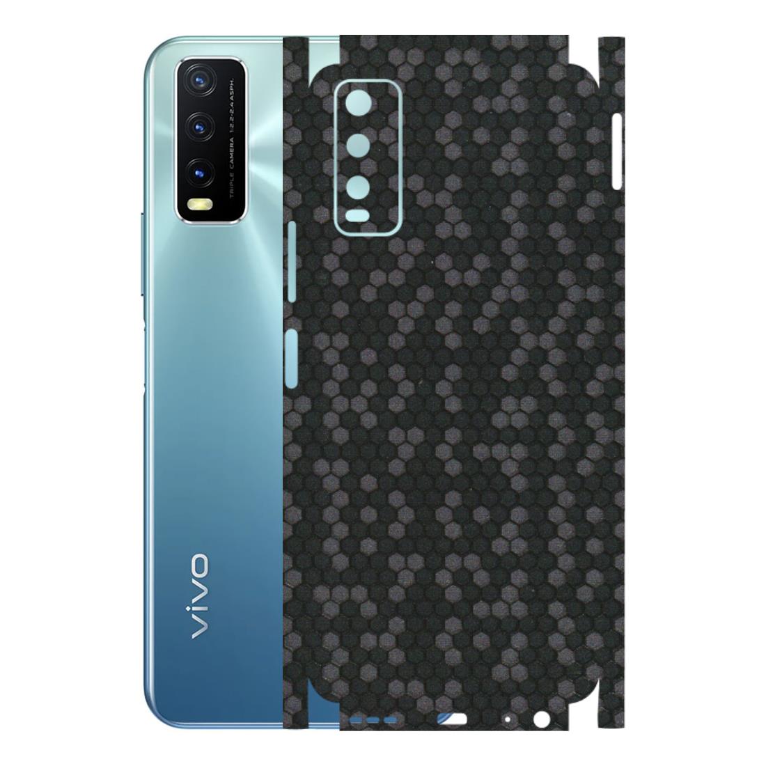 VIVO Y Series Phone Skins (All Models) - Black Grey Honeycomb Sober - 3D Embossed Finish (L-85) Vivo Y20G 2021