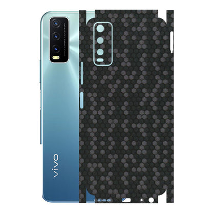 VIVO Y Series Phone Skins (All Models) - Black Grey Honeycomb Sober - 3D Embossed Finish (L-85) Vivo Y20T