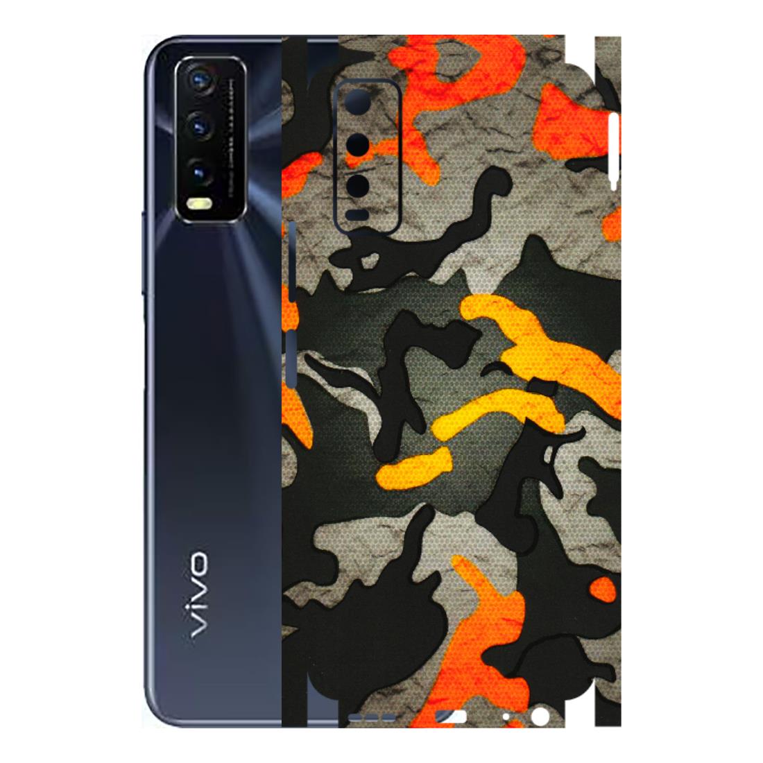 VIVO Y Series Phone Skins (All Models) - Orange Camouflage - 3D Embossed Finish (L-204) Vivo Y20