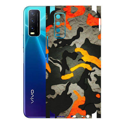 VIVO Y Series Phone Skins (All Models) - Orange Camouflage - 3D Embossed Finish (L-204) Vivo Y20i