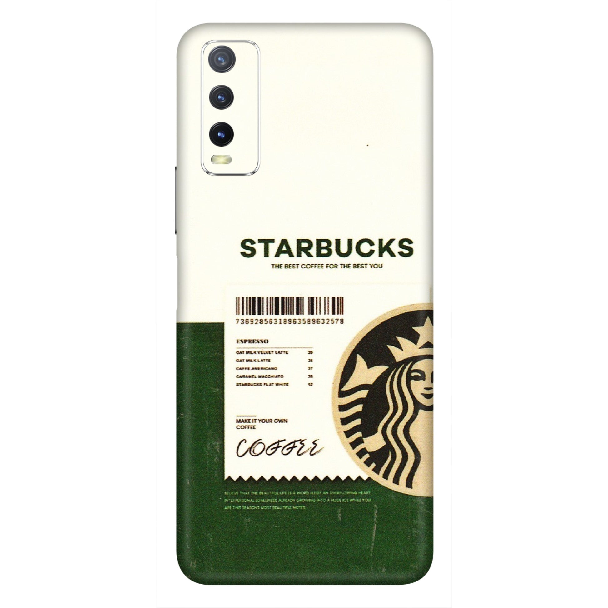 VIVO Y Series Phone Skins (All Models) - Starbucks Barcode - 3D Embossed Finish (L-308) Vivo Y20i