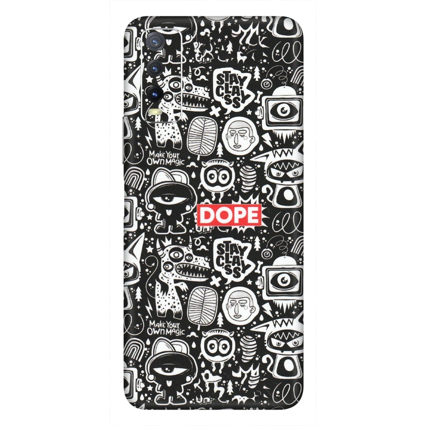 VIVO Y Series Phone Skins (All Models) - Dope Stay Classy Black Doodles - Matte Finish (M-126) Vivo Y20i