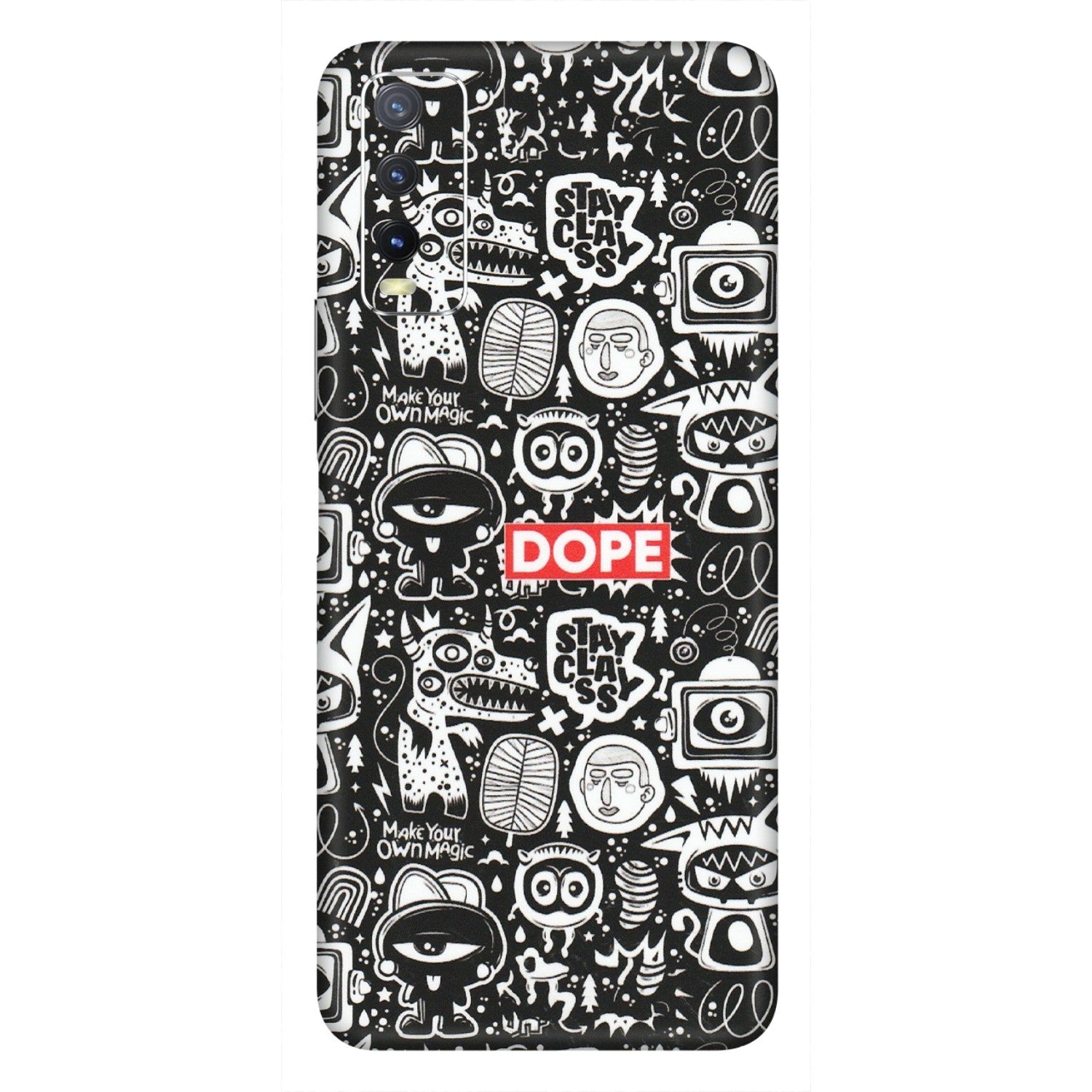 VIVO Y Series Phone Skins (All Models) - Dope Stay Classy Black Doodles - Matte Finish (M-126) Vivo Y20i