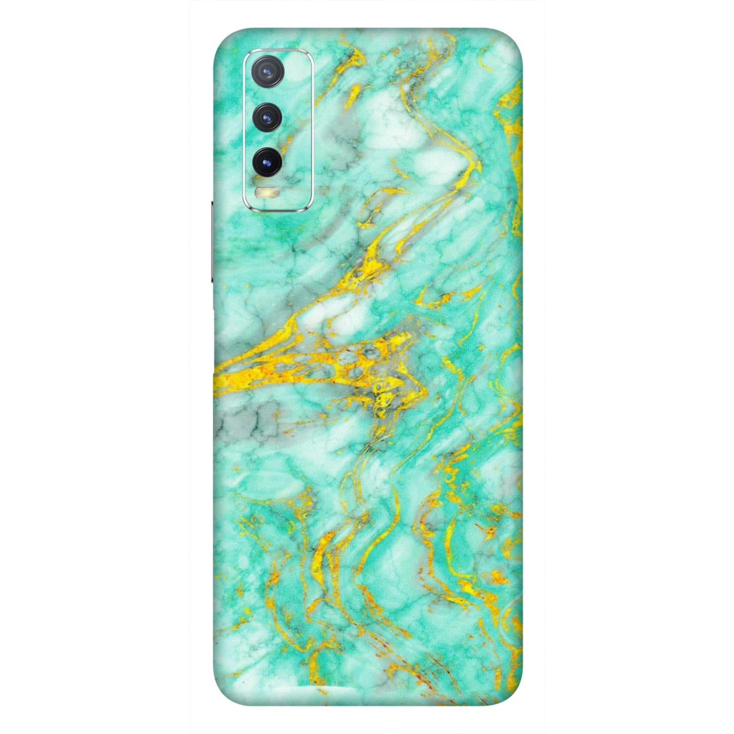 VIVO Y Series Phone Skins (All Models) - Green And Gold Marble Feel - Matte Finish (M-16) Vivo Y20i