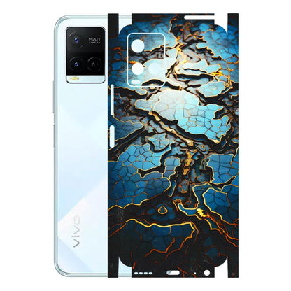 VIVO Y Series Phone Skins (All Models) - Blue Gold Abstract - 3D Embossed Finish (L-11) Vivo Y21E 5G